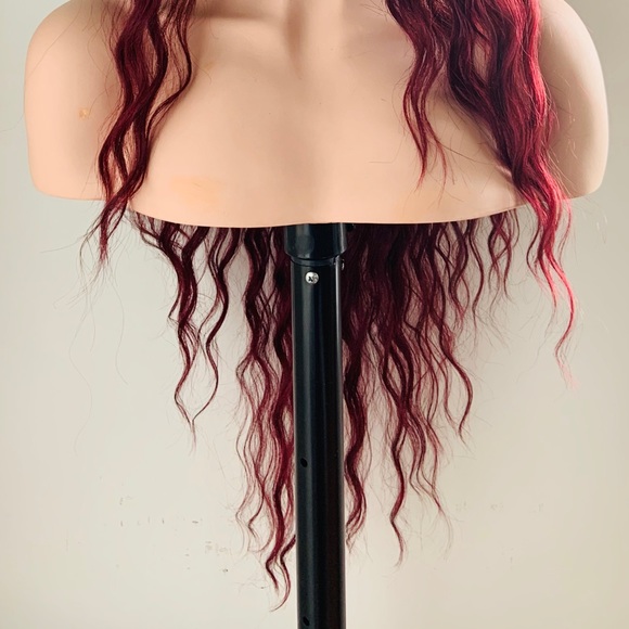 26” Ombre Burgundy Premium Synthetic Fiber Lace Front Wig - Picture 7 of 13